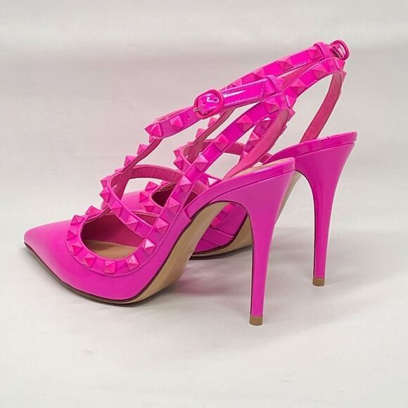 Valentino Garavani Rockstud Ankle Strap Patent-Leather Pumps size 38 - Picture 8 of 13